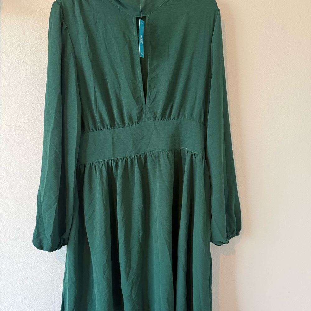 Cupshe Forest Green Long Sleeve Midi Dress